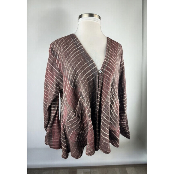 Yasuko Kurisaka Jackets & Blazers - Yasuko Kurisaka Art to Wear Lagenlook Handwoven Brown Button Jacket Cardigan O/S